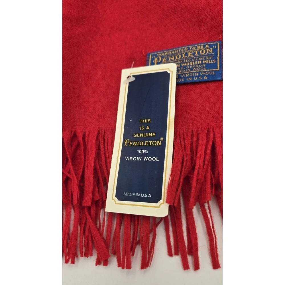 Vintage Pendleton 100% Pure Virgin Wool Red Scarf Warm Casual Made In USA NWT